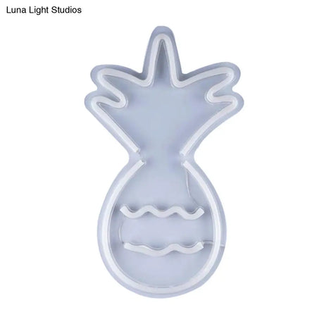 White Led Wall Night Lighting - Contemporary Plastic Pineapple Design For Nightstands