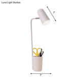 White Metal Desk Light With Pen Holder - Living Room Cup Table