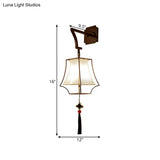 White Metal Empire Shade Wall Sconce With 1 Classic Light For Hallways