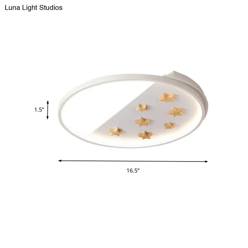White Metal Ring Ceiling Light With Star Design For Romantic Living Room