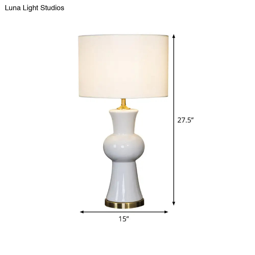 White Modernist Cylindrical Task Lighting Reading Lamp For Study