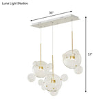 White Modernist Molecule-Shape Multi Pendant - 3 Down Lights Clear Glass Shade