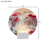 White Mountain Led Wall Light With Oriental Style Circular Mural