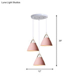 White Multi-Pendant Macaron Metal Hanging Lamp With 3 Lights For Dining Room Ceiling