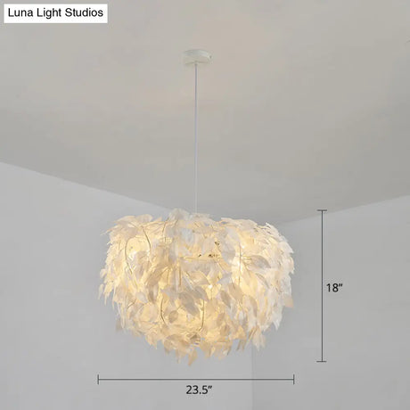 White Nordic Fabric Suspended Pendant Light For Living Room