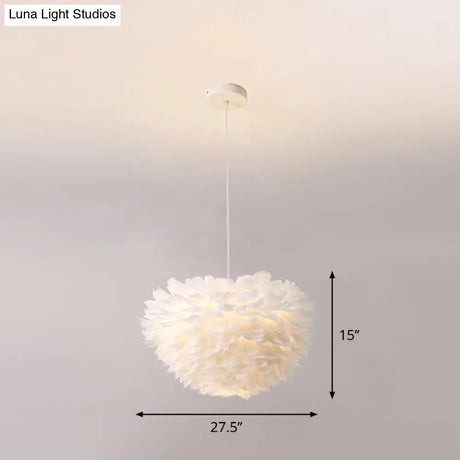 White Nordic Fabric Suspended Pendant Light For Living Room