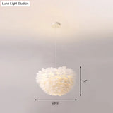 White Nordic Fabric Suspended Pendant Light For Living Room