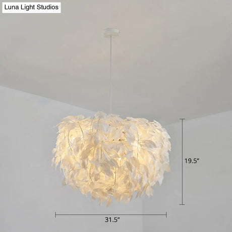 White Nordic Fabric Suspended Pendant Light For Living Room
