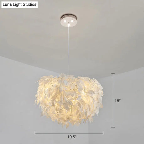 White Nordic Fabric Suspended Pendant Light For Living Room