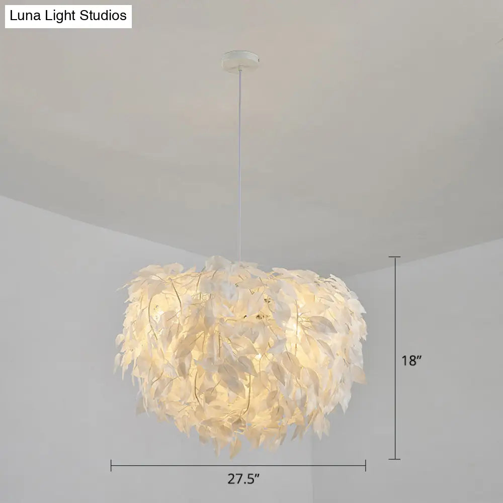 White Nordic Fabric Suspended Pendant Light For Living Room