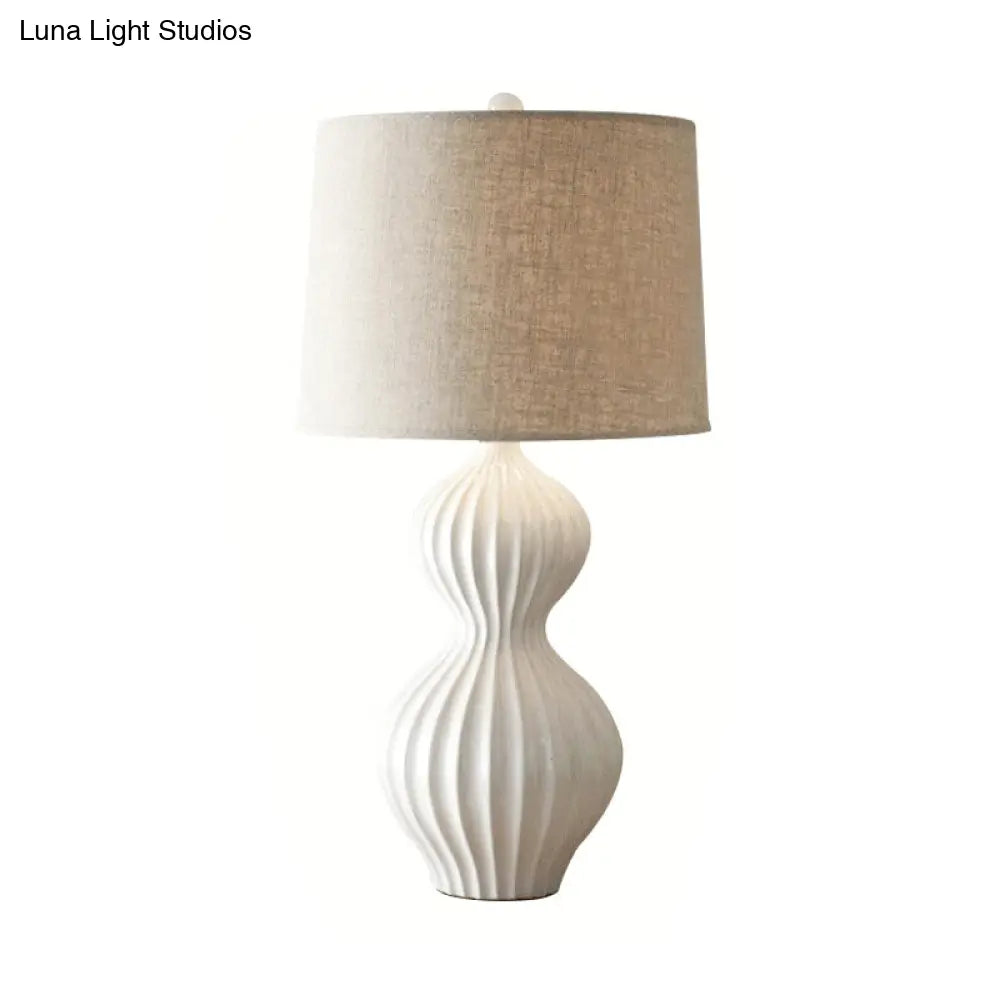 White Nordic Shaded Table Light With Ceramic Base - 1 Bulb Task Lighting