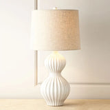 White Nordic Shaded Table Light With Ceramic Base - 1 Bulb Task Lighting