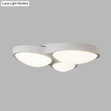 White Oval Ceiling Mounted Led Flushmount Lamp With 3 Modernist Metallic Lights - Bedroom Fixture