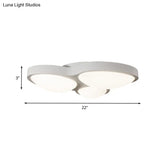 White Oval Ceiling Mounted Led Flushmount Lamp With 3 Modernist Metallic Lights - Bedroom Fixture