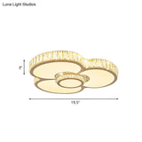 White Petal Crystal Prism Led Ceiling Light - Sleek Bedroom Flush Mount