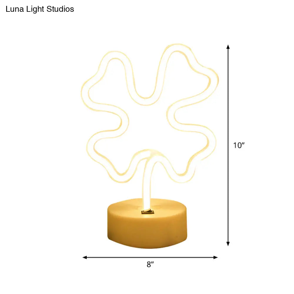 White Plastic Animal Night Light For Kids Bedroom - Battery Led Nightstand Lighting Solution