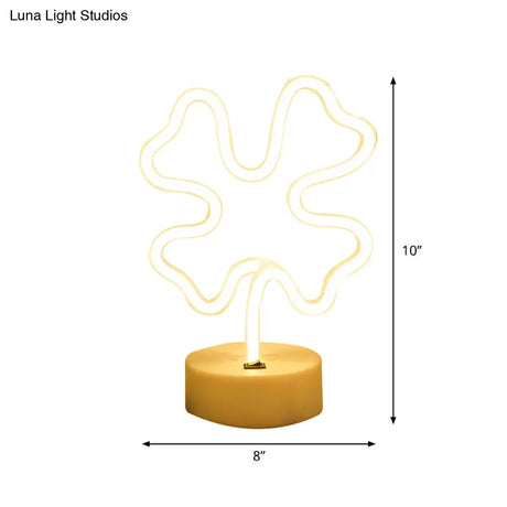 White Plastic Animal Night Light For Kids Bedroom - Battery Led Nightstand Lighting Solution