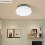 White Plastic Cloud Flush Mount Ceiling Light: Kids Led Fixture