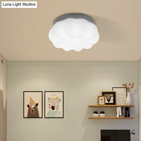 White Plastic Cloud Flush Mount Ceiling Light: Kids Led Fixture