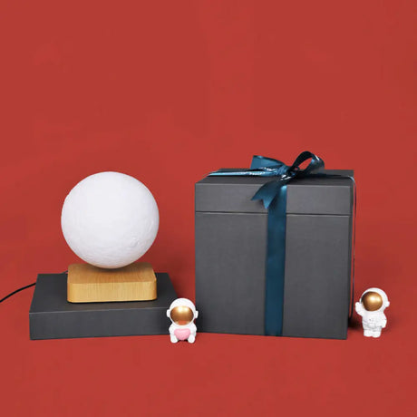 White Plastic Moon Led Nightstand Lamp For Childs Room - Decorative Maglev Table Light