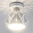 White Polyhedron Ceiling Light - Simple Style Metallic Lamp For Study Room