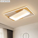 White Rectangle Acrylic Led Ceiling Light Fixture For Minimalist Living Room