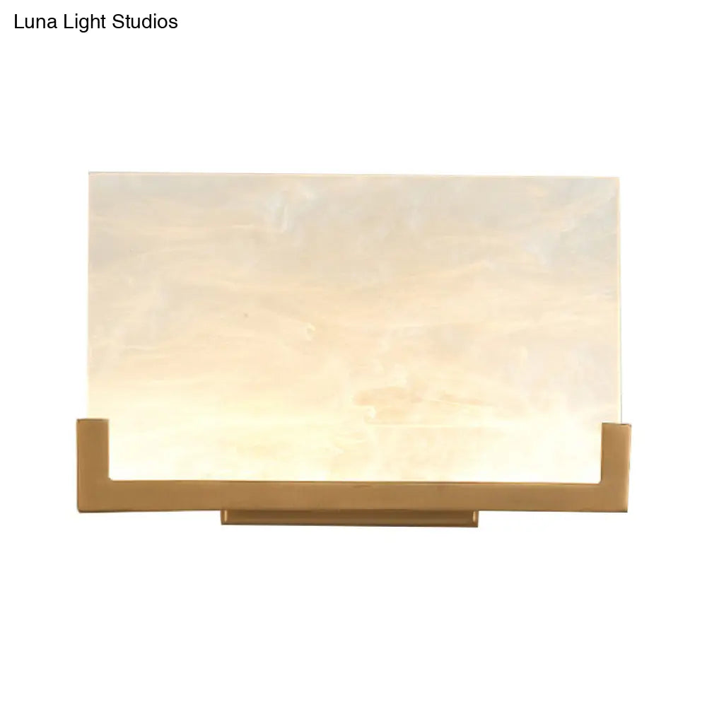 White Rectangle Acrylic Sconce Light - Classic Bedside Wall Mounted Lighting