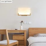 White Rectangle Acrylic Sconce Light - Classic Bedside Wall Mounted Lighting