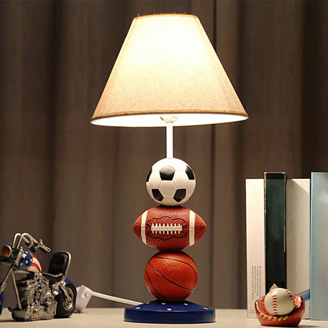 White Resin Sport Balls Nightstand Lamp - Single-Bulb Kids Table Light With Empire Shade / A