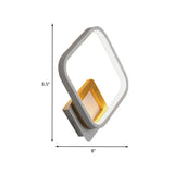 White Rhombus Wall Sconce Modern Led Acrylic Light With Wood Detail In White/Warm