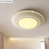 White Round Led Bedroom Flush Light In 21’/25’ With Simple Acrylic Design And 3 Color Options