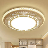 White Round Led Bedroom Flush Light In 21/25 With Simple Acrylic Design And 3 Color Options