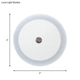 White Round Mini Led Nightlight For Corridor Simple Plug-In Wall Lighting