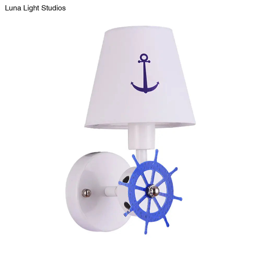 White Seaside Anchor Wall Sconce For Kids Bedroom