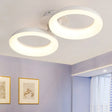 White Simplicity Circle Led Semi Flush Light For Living Room Ceiling 2 / Warm