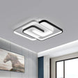White Square Bedroom Flush Mount Light: Led Acrylic Simplicity Ceiling Fixture 18’/21.5’ Width / 18’