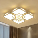 White Square Led Flush Ceiling Light - 16’/19.5’/23.5’ Width Contemporary Design Warm/White /