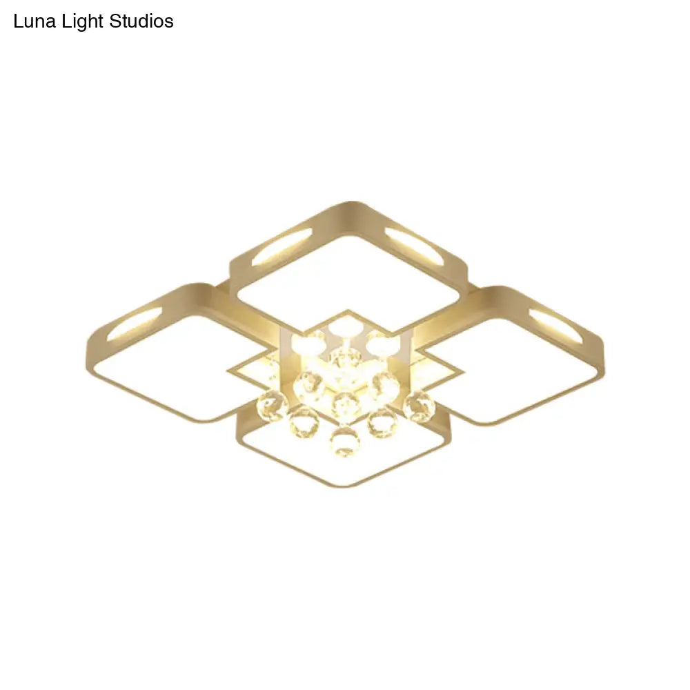 White Square Led Flush Ceiling Light - 16’/19.5’/23.5’ Width Contemporary Design Warm/White