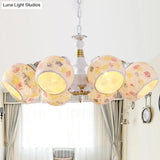 White Stained Glass Chandelier Lamp: Mediterranean Style 5/6/8 Lights
