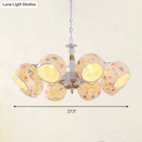 White Stained Glass Chandelier Lamp: Mediterranean Style 5/6/8 Lights