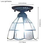 White Stained Glass Tiffany Semi Flush Mount Ceiling Light - 7 Inches Width Bedroom Lighting