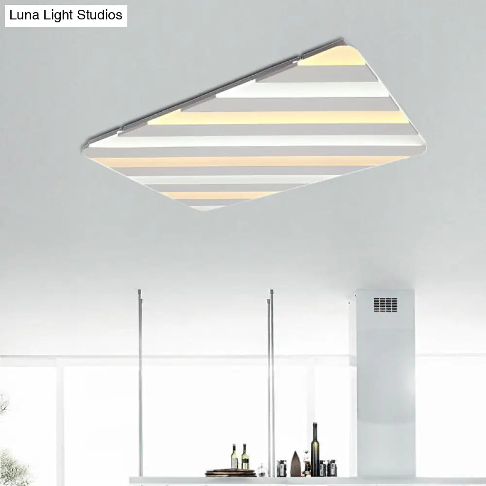 White Stripe Acrylic Flush Ceiling Light With Led Lamp For Dining Room