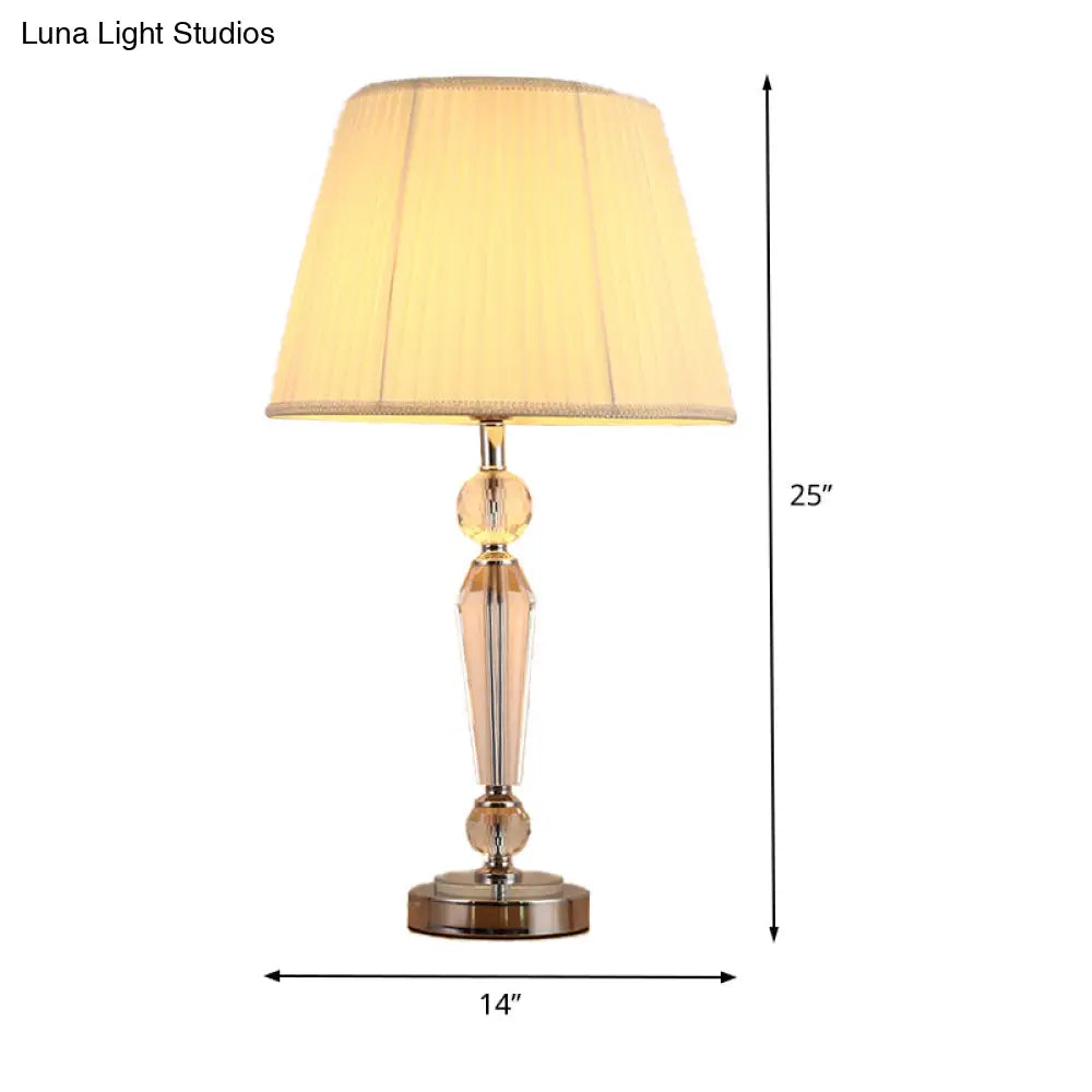 White Tapered Drum Task Lighting Reading Lamp For Study - Modern Fabric Design