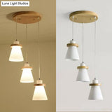 White Tapered Shade Hanging Lamp - Simple Style Milk Glass Pendant Lighting For Office