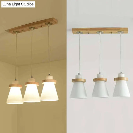 White Tapered Shade Hanging Lamp - Simple Style Milk Glass Pendant Lighting For Office