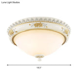White Traditional Milk Glass Dome Ceiling Flushmount Lighting For Bedroom - 2/3 Heads