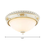 White Traditional Milk Glass Dome Ceiling Flushmount Lighting For Bedroom - 2/3 Heads 13/14.5/18.5