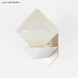 White Triangle Wall Mount Lighting Marble Sconce With Diamond Opal Glass Shade - Designer 1 Bulb