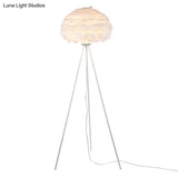White Tripod Living Room Floor Lamp With Orb Shade