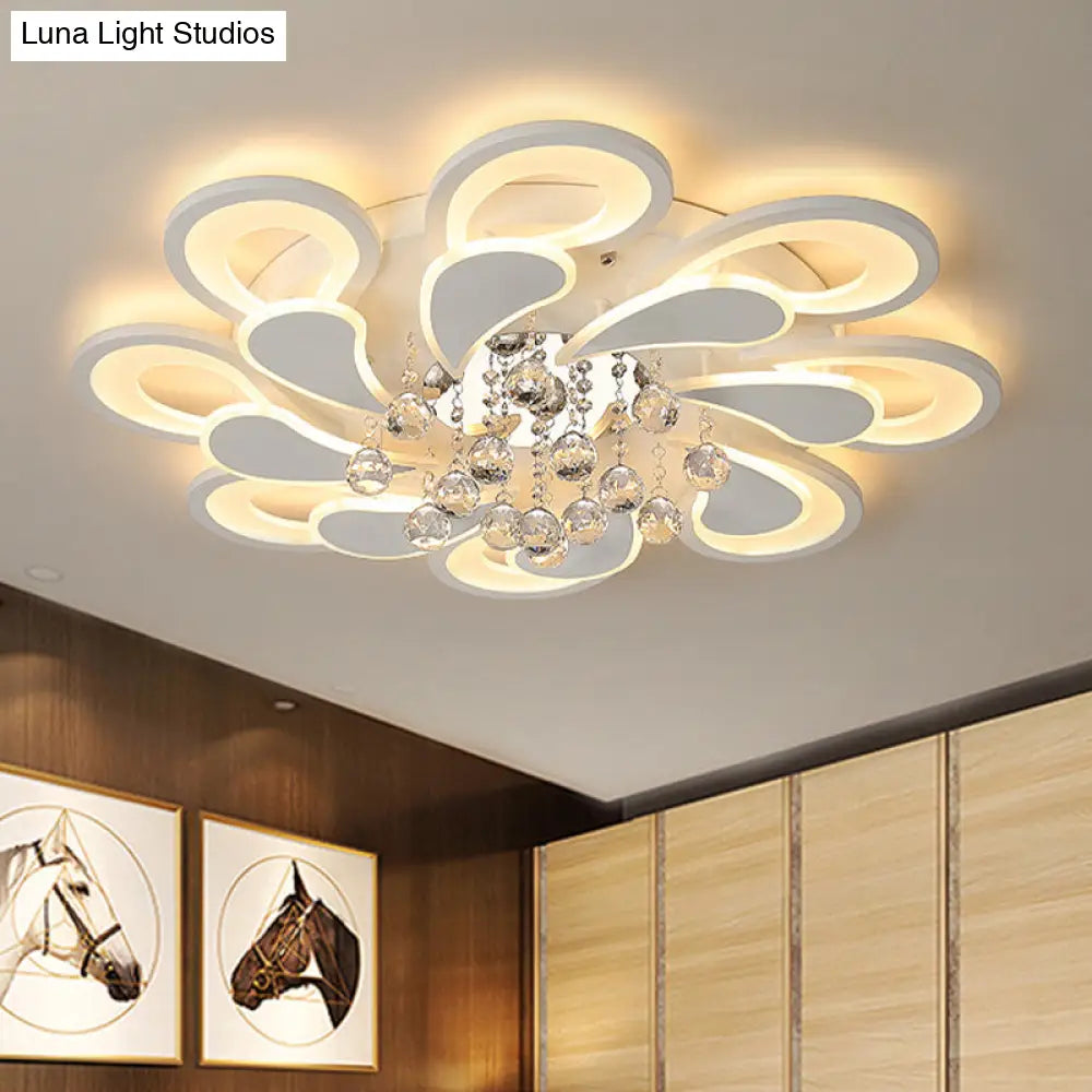 White Windmill Flush Lamp Led Acrylic Ceiling Fixture With Crystal Drop - 27’/31.5’ Modernist